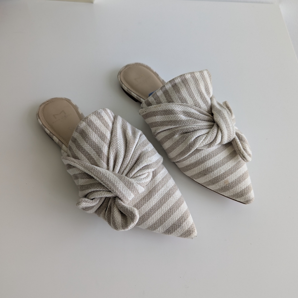 Marc Fisher Striped Shafi Bow Slides Mules